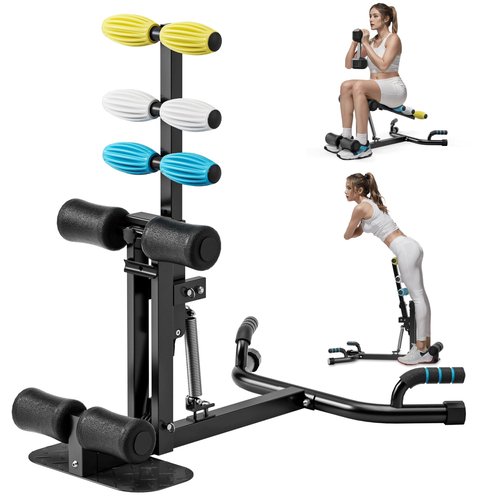 Deep Squat Machine, with Roman Chair Function, Adjustable Glutes Trainer Machine, Core & Abs for Low Impact Lower Body Workouts, Home Gym Push-Up Exercises, Easy to Assemble, 300Lbs Capacity