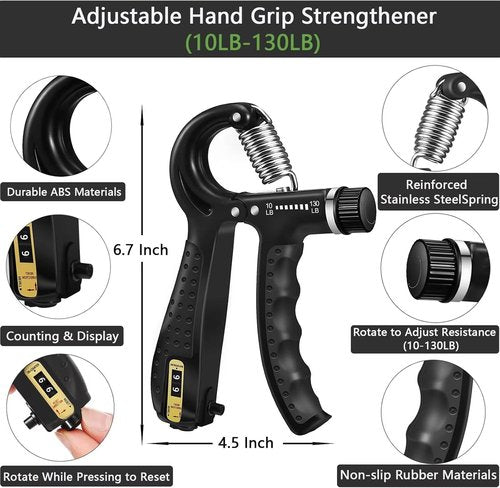 Grip Strength Trainer Kit by [Brand Name] - 5 Pack Adjustable Resistance Hand Grippers & Stress Relief Balls for Muscle Building & Injury Recovery