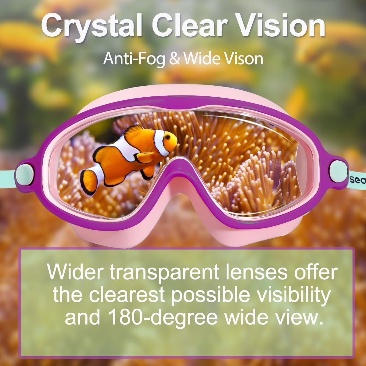 Seago Swim Goggles - 2 Pack Anti-Fog & Anti-UV Wide View Goggles for Kids Ages 3-14