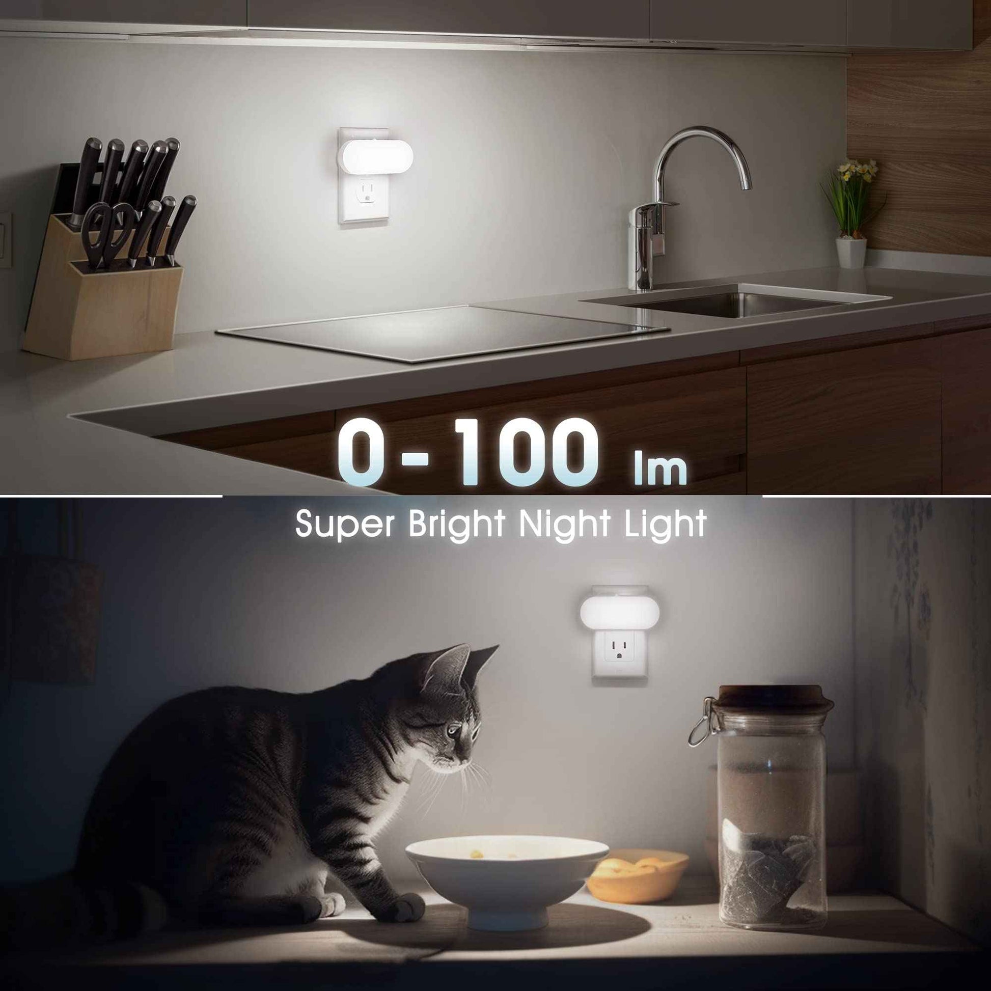 DORESshop Night Lights Plug into Wall Daylight White, Cute Dimmable Led Night Light, Dusk to Dawn Night Light 4 Packs for Kids Room, Bathroom, Stair