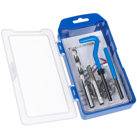 JMMRRR 30PC SAE Thread Repair Kit 5/16-18 inch, Helicoil Repair Kit with HSS Drill, Rethreading Tools for Internal Screw Holes Repairing (Blue)