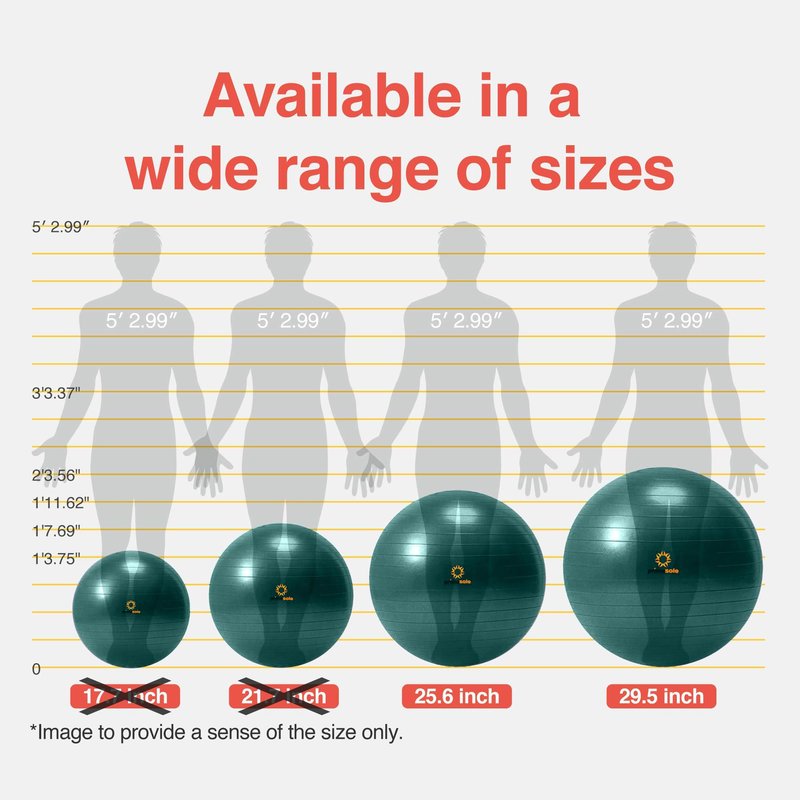 Primasole Stability Ball 55cm(21.7inch- 65cm(25.6inch) Diameter Thickened Yoga for Pregnancy & Exercise - Fitness Ball for Pilates, Office Chair and Birth Support.