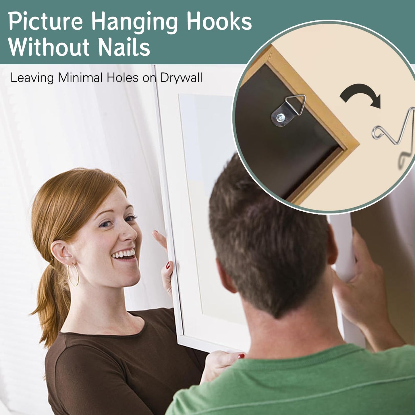 AccEncyc 50Pcs Picture Hanger Hooks Super Hooks for Hanging Drywall Picture Hanging Hooks Heavy Duty Wall Hooks for Hanging Pictures, Photos, Frames, Planters, Art, Clock