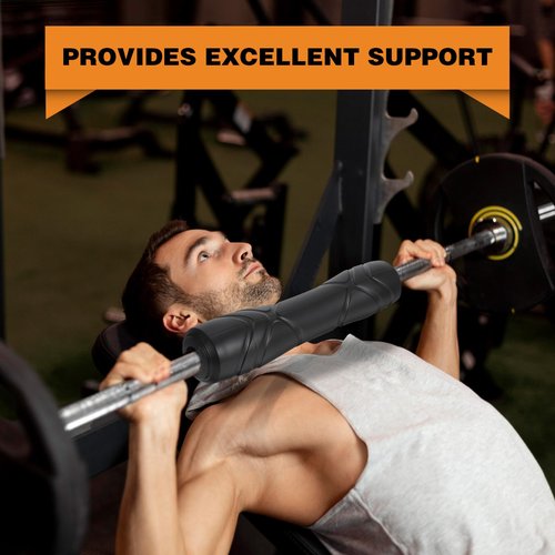 Rubber Barbell Pad, Squat Pad, Hip Thrust Pads, Neck Shoulder Protective Pads For Lunges, Squats And Hip Thrust Fit Standard Bar (Black)