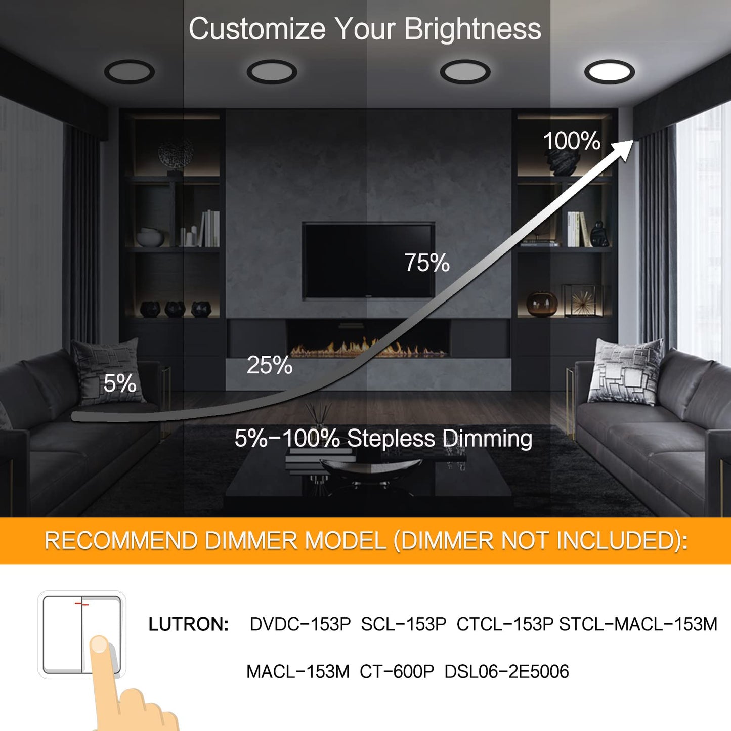 LZHOME 6 Pack 8 Inch LED Recessed Lighting with Junction Box Ultra-Thin, 3000K/4500K/6000K Selectable, 8" Dimmable Canless LED Downlight, 1800LM CRI80 High Brightness 5%-100% Recessed Light (Black)