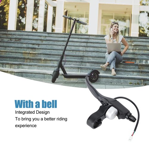 Luatoxry Brake Handle for Scooter, Aluminum Alloy Scooter Brake Handle Replacement, Non Slip E Scooter Lever with Bell, Black Brake Lever Replacement with Ergonomic Design, 1Pcs