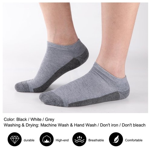 COOVAN Men Athletic Ankle Socks 12 pack Low Cut Short Cushion Casual Sock（12 pairs）