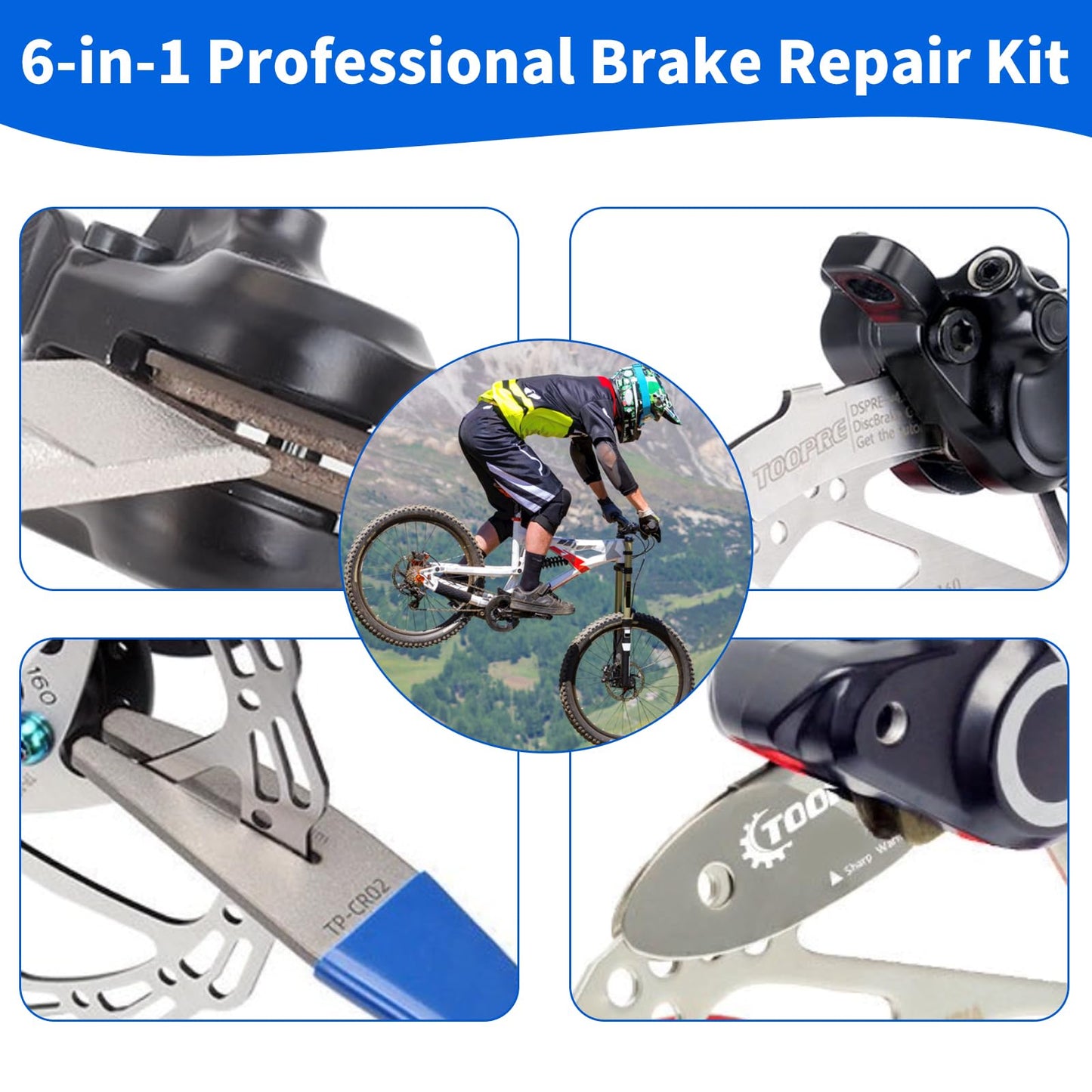 Slynxr 6-in-1 Bike Maintenance Kit, Hydraulic Piston Press Bicycle Disc Brake Repair Tool Set for Mountain Bikes & MTB - Includes Piston Press, Rotor Truing Fork, Disc Brake Gap Regulator