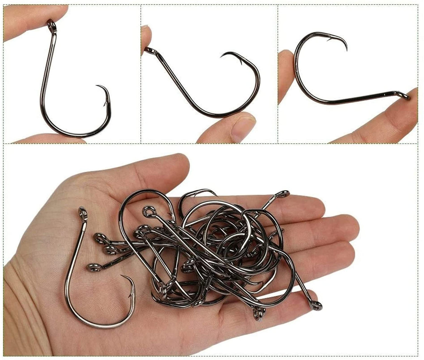 DAMIDEL 200Pcs/Box（Size:10/0... to...1/0 Strong Octopus Fishing Hooks, Forged Steel/Barded Design, Off-Set Point/Closed Eye, Strong/Sturdy, 10/0 8/0 6/0 5/0 4/0 3/0 2/0 1/0 Mixed Packaging