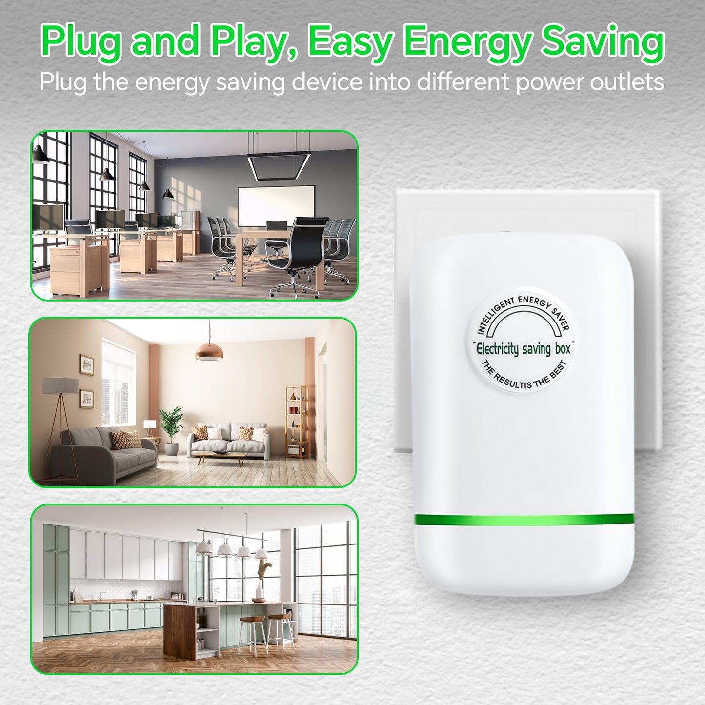 Power Saver Pro, Stop Watt Energy Saving Device, Intelligent Energy Savers Plug in, Electricity Saving Box Voltage Stabilizer for Home Office US Plug 90V-250V 30KW 2Pack