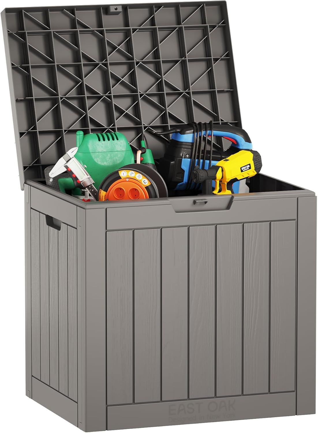 31 Gallon Waterproof Outdoor Storage Box - Lockable Resin Deck Bin for Patio Cushions & Tools - UV Resistant, Black