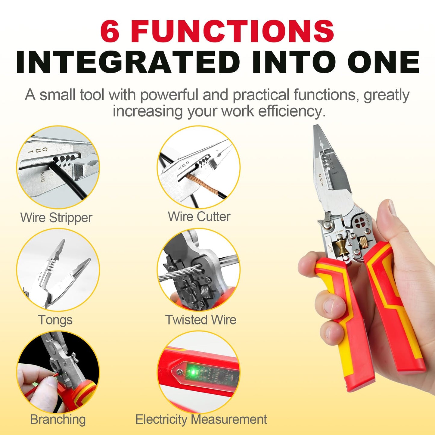 Multi Wire Stripper Tool - Wire Stripper, Voltage Tester Pliers, Hot Wire Judgment AC DC, Wire Twister, Wire Cutter and Splitting Wires