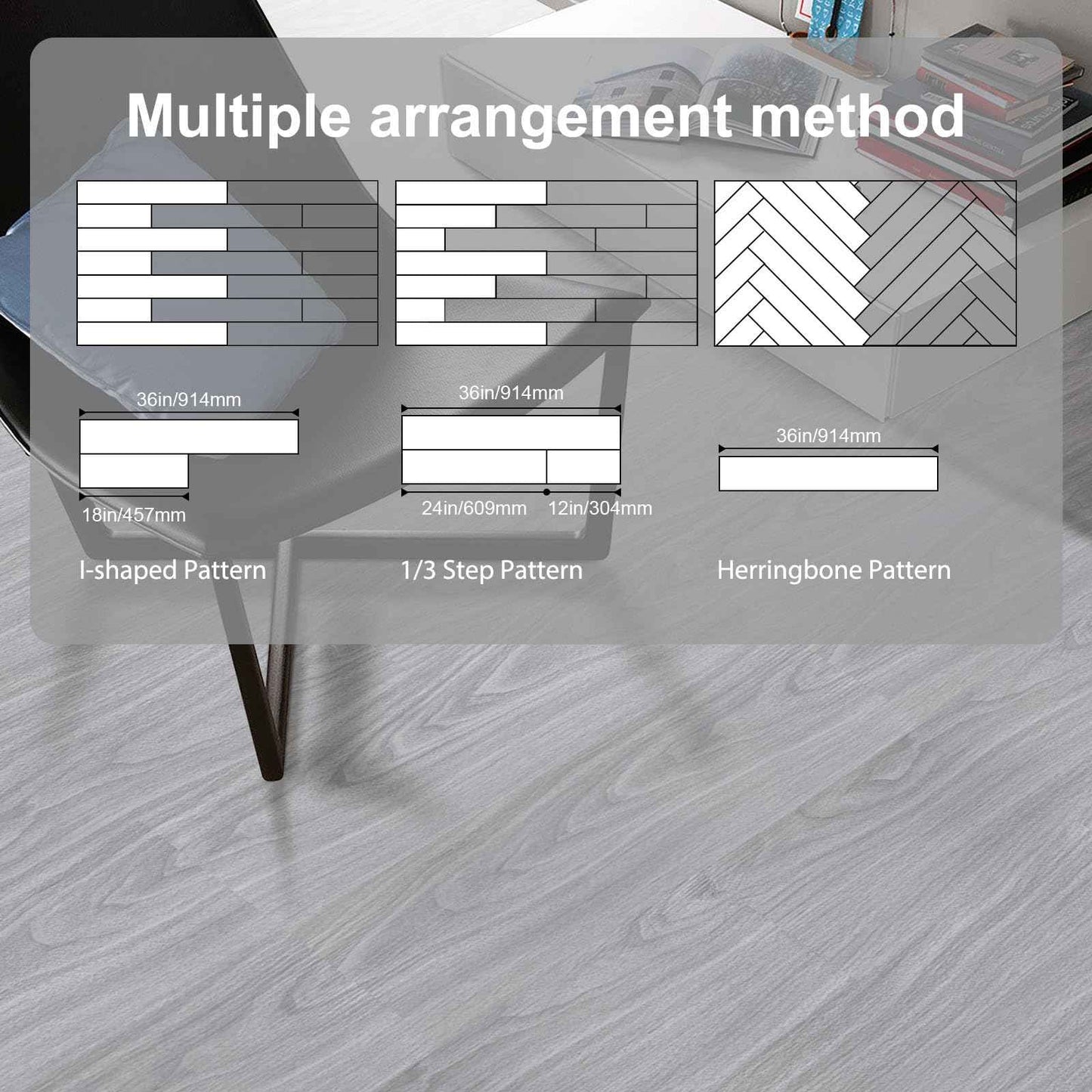 Qianglive Light Grey Peel and Stick Floor Tile 36-Pack 54 Sq.Ft Luxury Thicken Vinyl Wood Plank Self Adhesive Waterproof DIY Flooring for Bedroom Bathroom Living Room