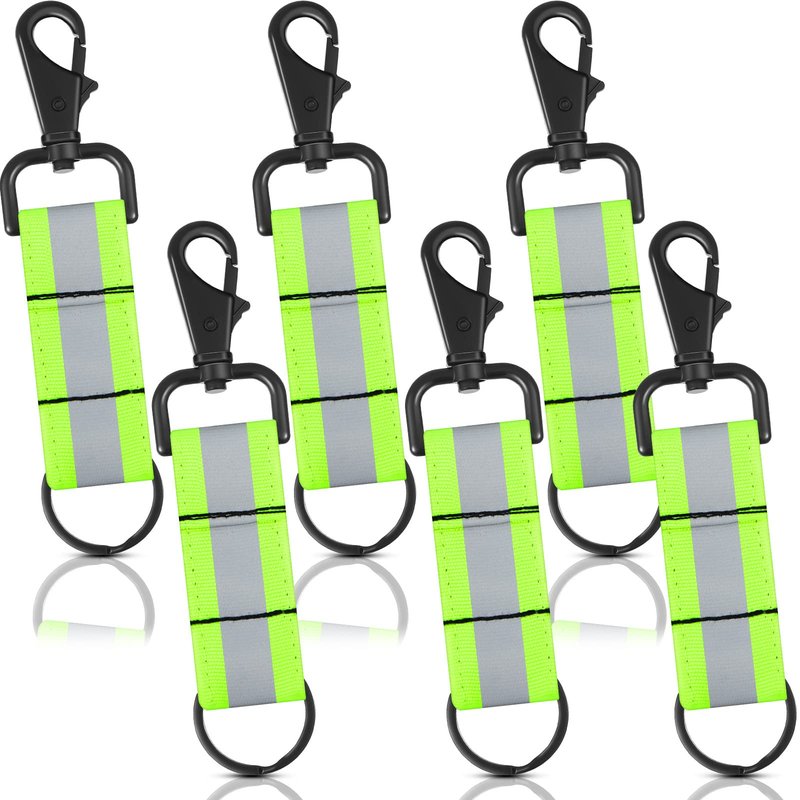 Sureio Reflective Firefighter Keychain with Reflective Patch Holder Ring Heavy Duty Swivel Snap Hook Firefighter Accessories (6 Pcs)