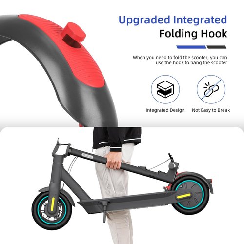 ulip Scooter Rear Fender Scooter Replacement Accessory with Tail Light with Brake Compatible with Segway Ninebot Max G30 G30D Scooter Gray Red
