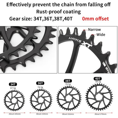 HAIKS 1x Mountain Bike Crankset 170mm with 36T Chainring & Bottom Bracket - 6061 Alloy Hollowtech Crank, Narrow-Wide Teeth, Compatible 8-12S (BSA24/BB92/PF30/BB30/T47)