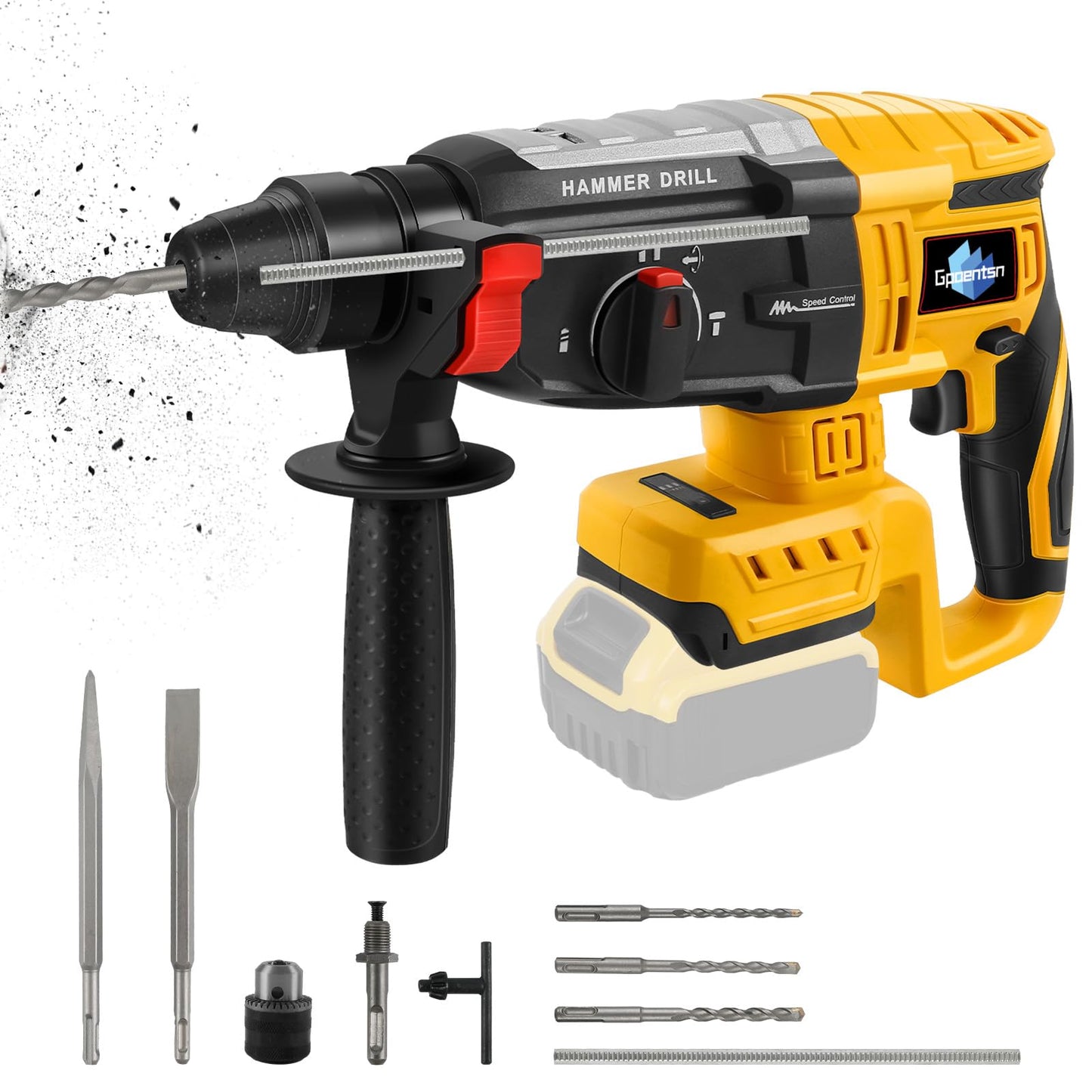 Gpaentsn Cordless Rotary Hammer Drill (Tool Only) Compatible with DEWALT 20V Max | 2.6J Impact | SDS-Plus Chuck | 4-Mode | Brushless Motor (Battery not Included)