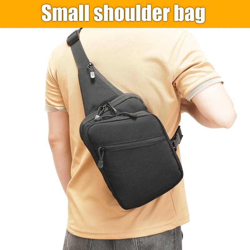 VTACOUTV Concealed Carry Crossbody Bag for Men Women, Sling Gun Pack Shoulder Chest Daypack EDC CCW Range Bags of Handgun (Black)