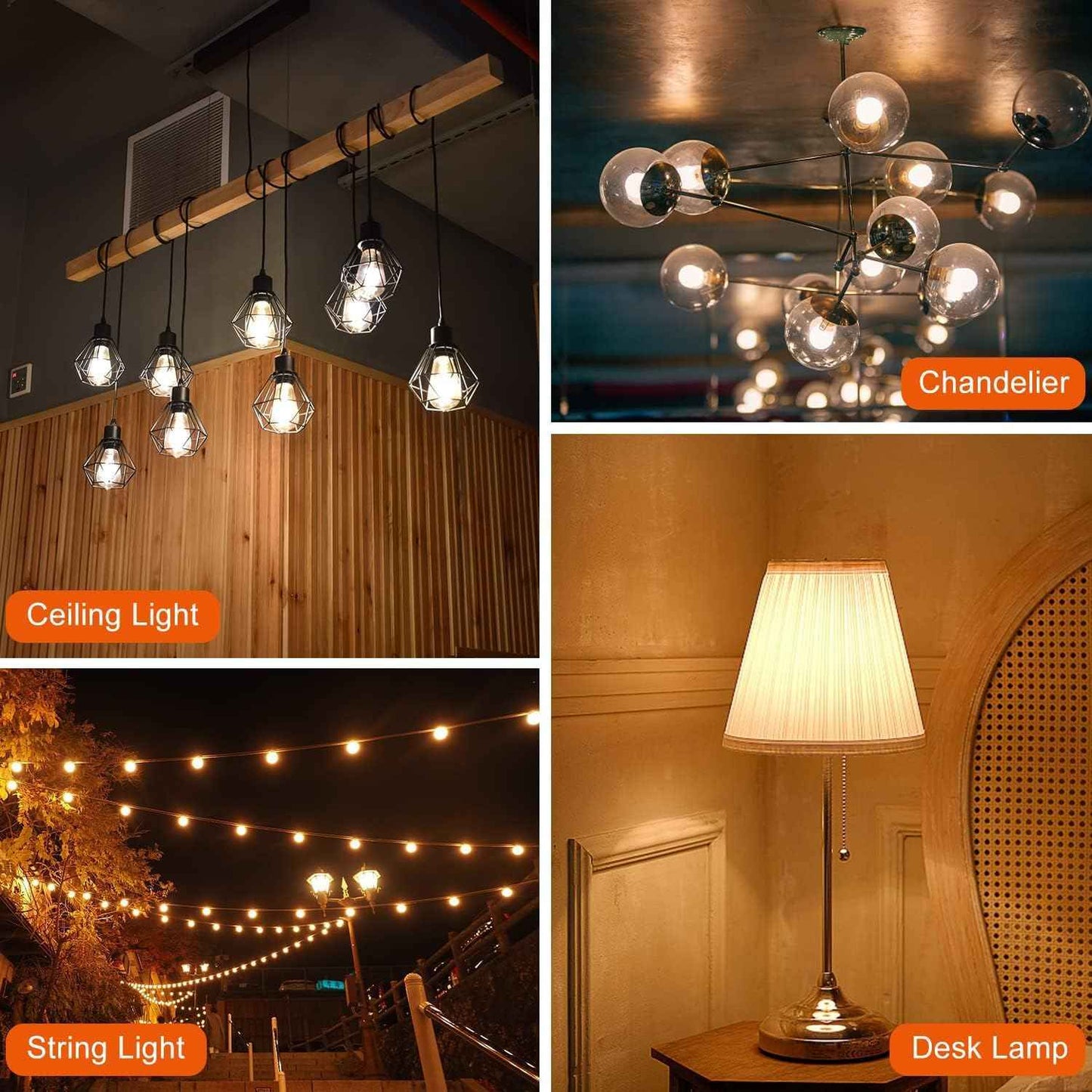 VOLIVO 30 Pack LED S14 Replacement Light Bulbs,1 Watt Shatterproof & Waterproof for Outdoor String Lights, Warm White Edison Vintage Style, Equivalent to 11w Incandescent Bulbs, E26 Medium Screw Base