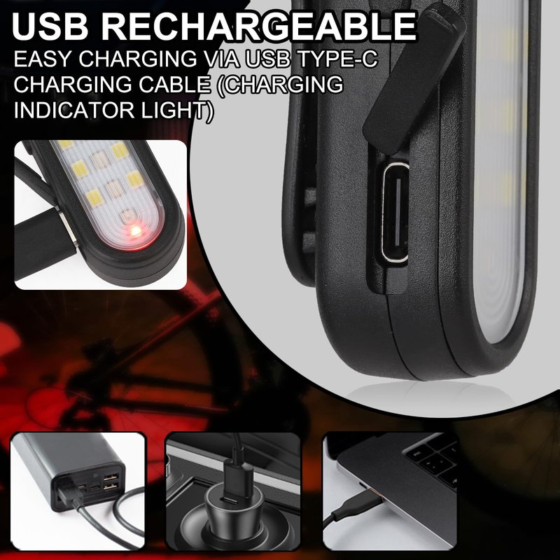 Taximi Super Bright Mini EDC Flashlight with Clip, 350LM, 4 Lighting Modes Running Lights for Runners, USB-C Rechargeable Small Clip on Flashlight for Camping, Hiking, Walking the Dog