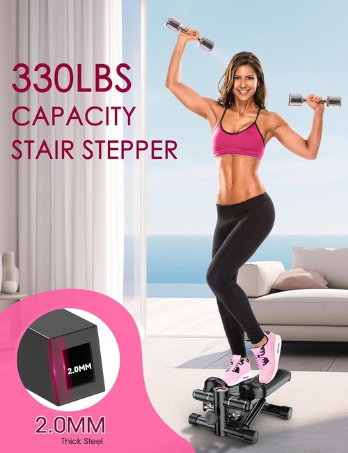 KitGody Mini Stepper - Portable Home Exercise Equipment with Resistance Bands | 330LBS Capacity, Adjustable Height