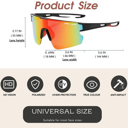 Cleoxyge Polarized Modern Cycling Sunglasses UV-400 Protection, Baseball Sunglasse Outdoors Sports for Cycling Baseball (Polarized Orange Lens)