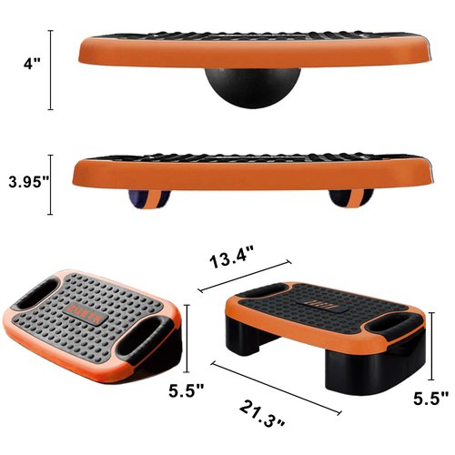 4-In-1 Balance Board and Stepper Exercise Platform - Aerobic Step Adjustable Home Workout Slant Board, Non Slip Soft cushion - With Home Workout Suggestions