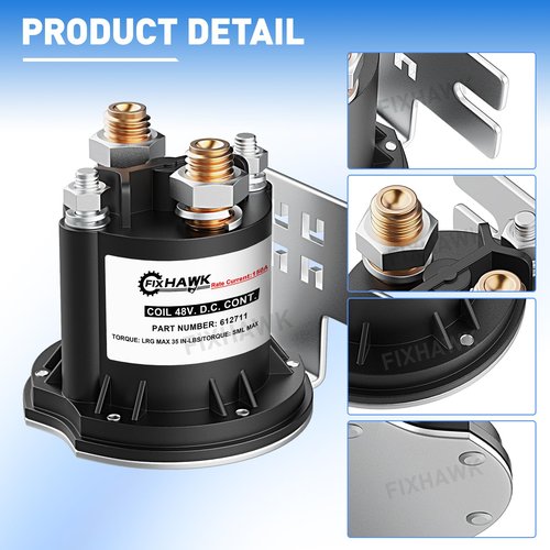 FIXHAWK 48 Volt Solenoid for EZGO TXT Electric 2010-up and All 48V MPT 800/1000 Vehicles Golf Cart 612711