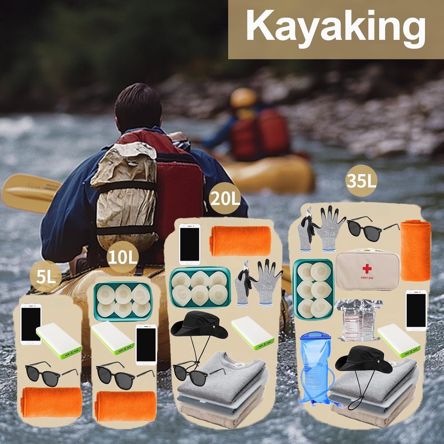Skiennix Waterproof Dry Bag - Lightweight Floating Roll Top Sack for Kayaking, Camping & Fishing