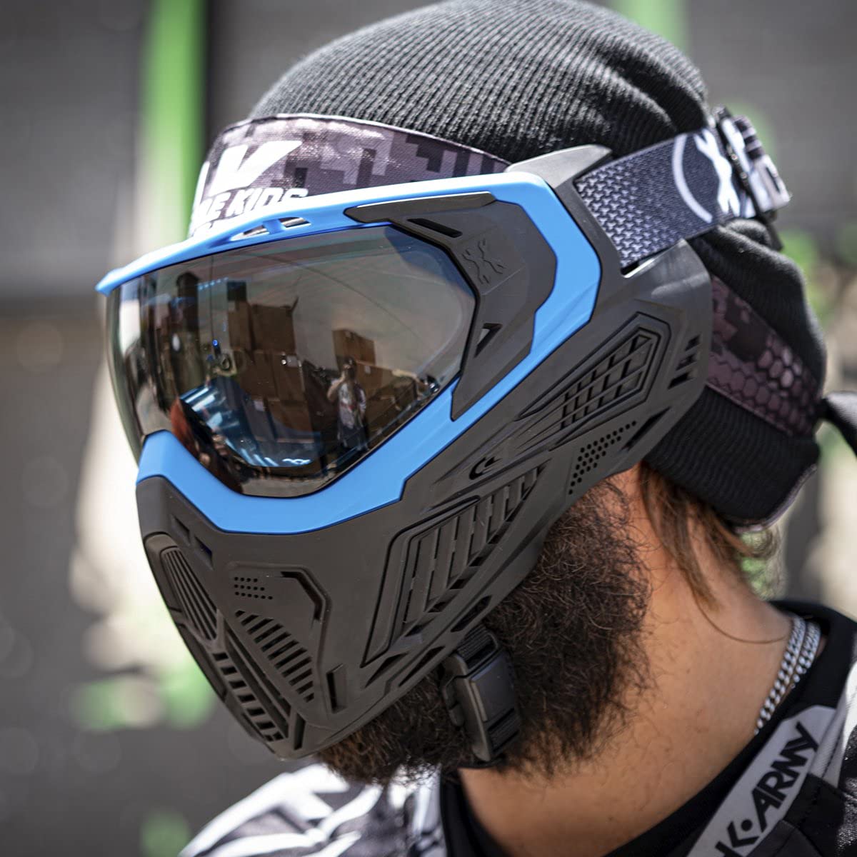HK Army SLR Face Mask Goggle with Thermal Anti Fog HD Pure Lens System for Paintball and Airsoft - Sapphire