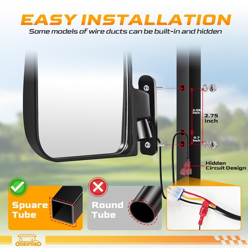 Golf Cart Mirrors, Golf Cart Side Mirrors with LED Turn Signal Light, Universal Rear View Mirror for Club Car EZGO YAMAHA, Left & Right Pair, Street Legal, Easy Bolt-On Installation, Enhanced Safety