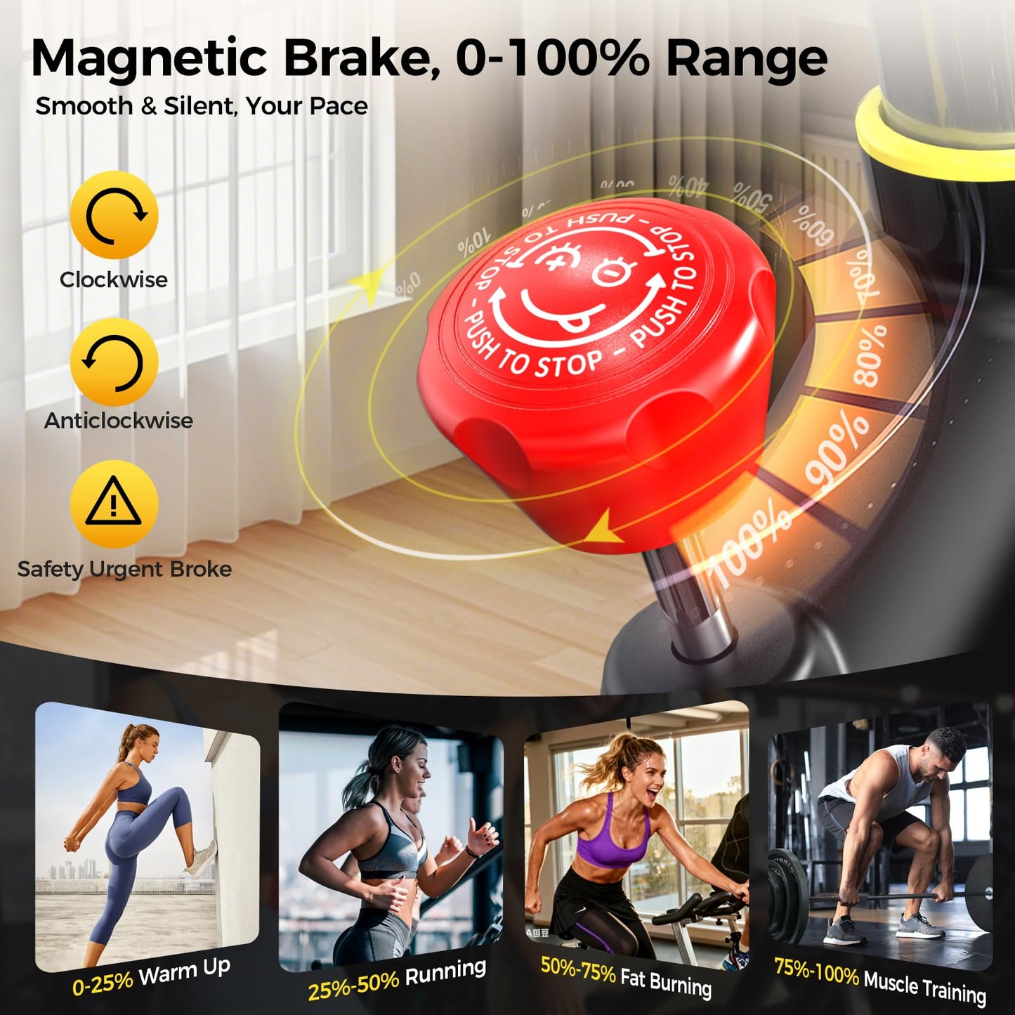 POOBOO Magnetic Exercise Bike, Quiet Stationary Bike with APP and 350lbs Weight Capacity, Indoor Cycling Bike with LCD Monitor and Tablet Holder, Heavy Duty Workout Bike for Home Gym Weight Loss