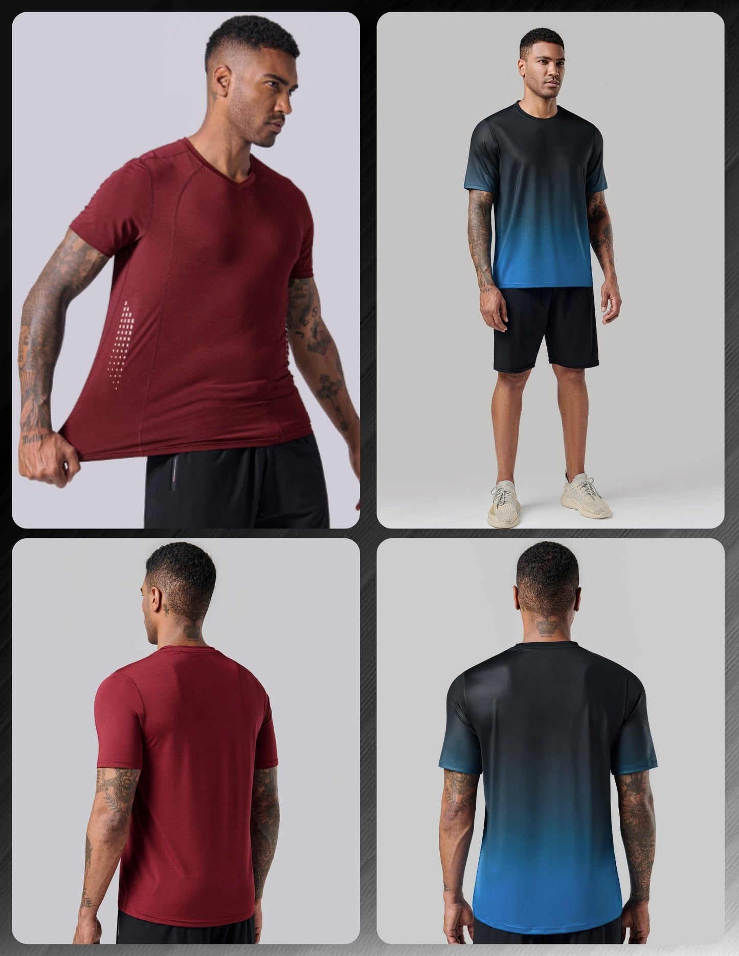 5 Pack Men’s Active Quick Dry Crew Neck T Shirts | Athletic Running Gym Workout Short Sleeve Tee Tops Bulk (Set 16, XX-Large)