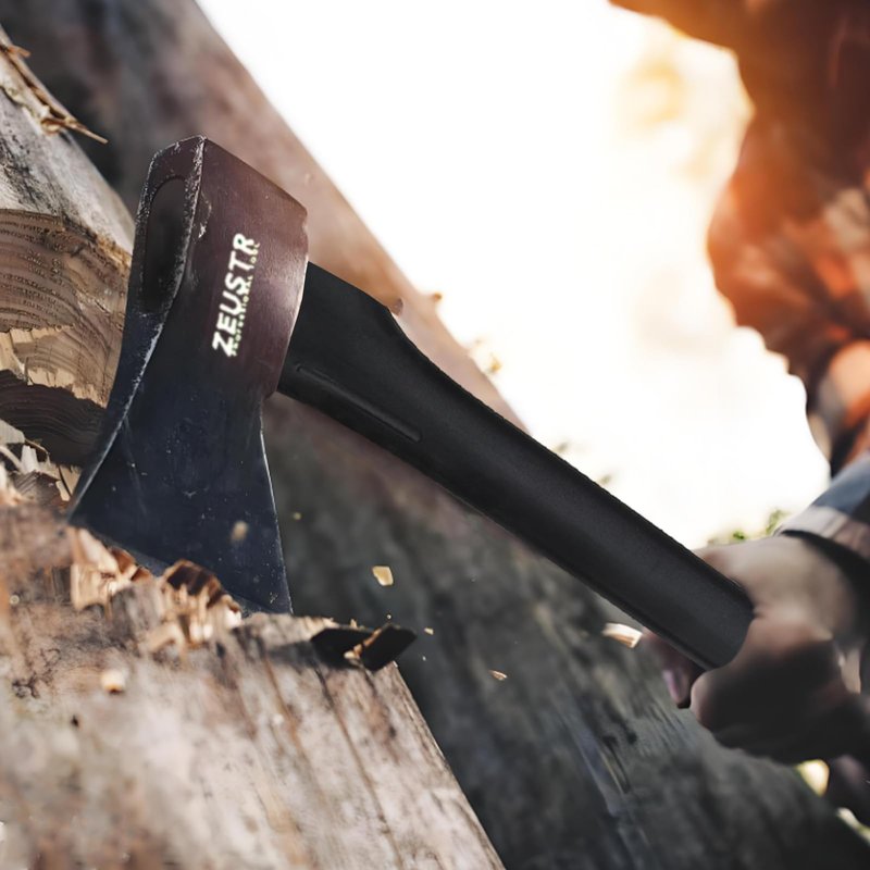 ZEUSTR 36” Long Camping Axe, Forged Steel Blade with Shock-Absorbing Handle, Outdoor Hatchet for Camping&Kitchen, Wood Chopping and Kindling