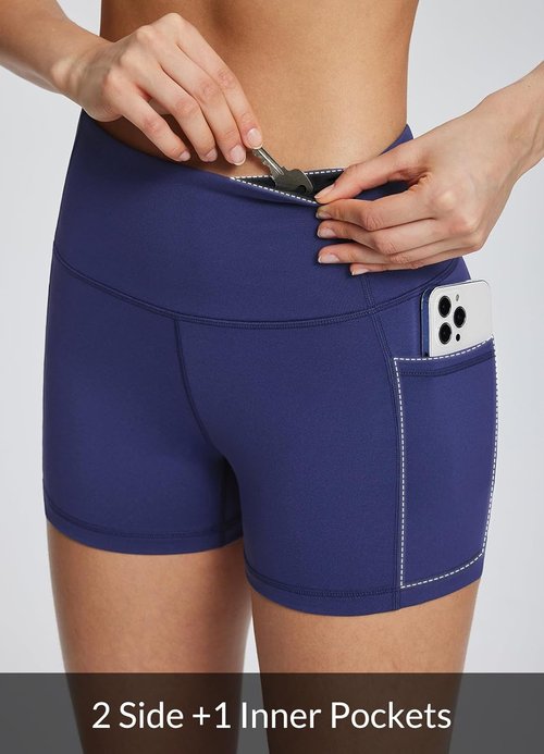 Baleaf Women's High Waist Biker Shorts - 8"/5"/3" Spandex Yoga & Workout Shorts with Pockets