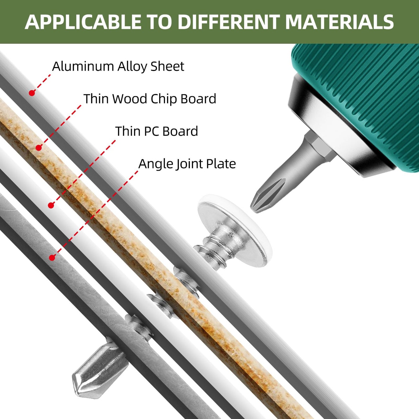 #8 x 1 (100 PCS) White Head Fast Self Tapping Sheet Metal Screws, Modified Truss Head Self Drilling Screw, Full Thread, Screwdriver Bit Included