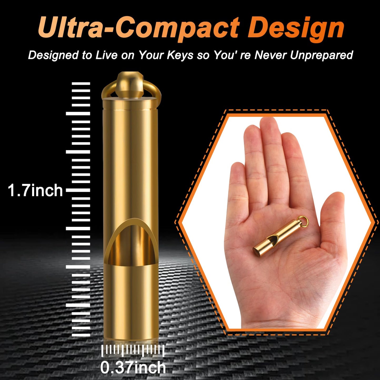 Upeckaroo Brass Emergency Whistles 2 Pack with Tangle-Free Lanyard - Pealess Safety Whistle Survival Loud Blast for Kayak Life Vest, Boating, Camping Hiking, Hunting, Adults