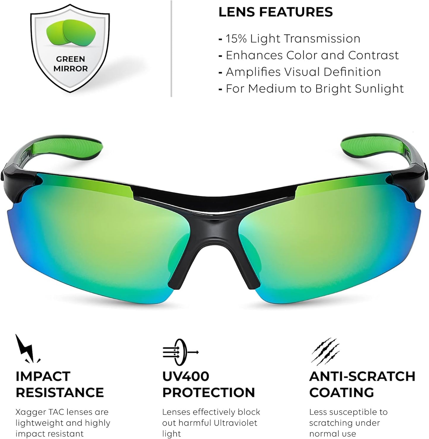 Xagger Polarized Sports Sunglasses - UV400 Protection for Men & Women | Perfect for Running, Cycling, Baseball