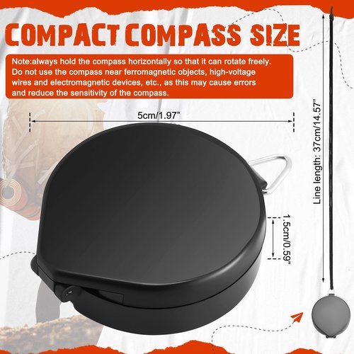 JaGely 24 Pcs Compass Bulk Gift Small Mini Pocket Compass with Hanging Rope for Military Camping Survival Outdoor Hiking Hunting Climbing(Black)