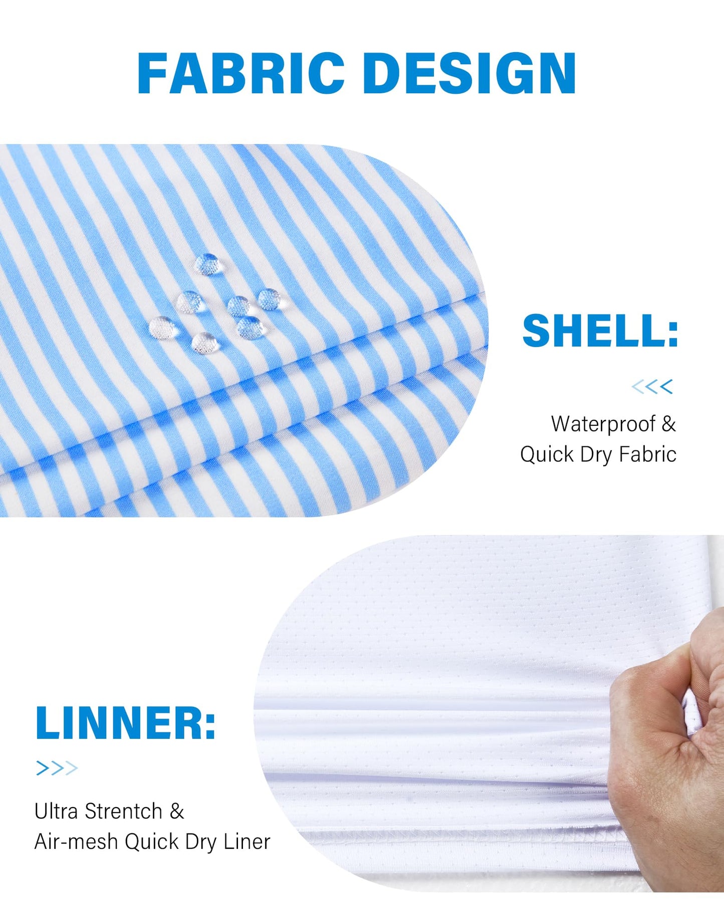 Gleeease Mens Swim Trunks with Compression Liner Mens Swimming Trunks 5 inch with Compression Liner Pockets Drawstring Quick Dry Stretch Lined Funny Beach Swimming Pool Surf Striped Blue Medium