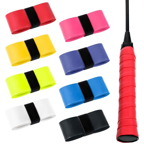 LIQWEI 8 Pcs Tennis Racket Grip Tape, Tacky Non-Slip Badminton Rackets Grip Tape, Sweat-Absorbing Cushion Wrap Head Grips Racket Cover for Tennis, Golf, Baseball, Bat, Universal Grips Tapes