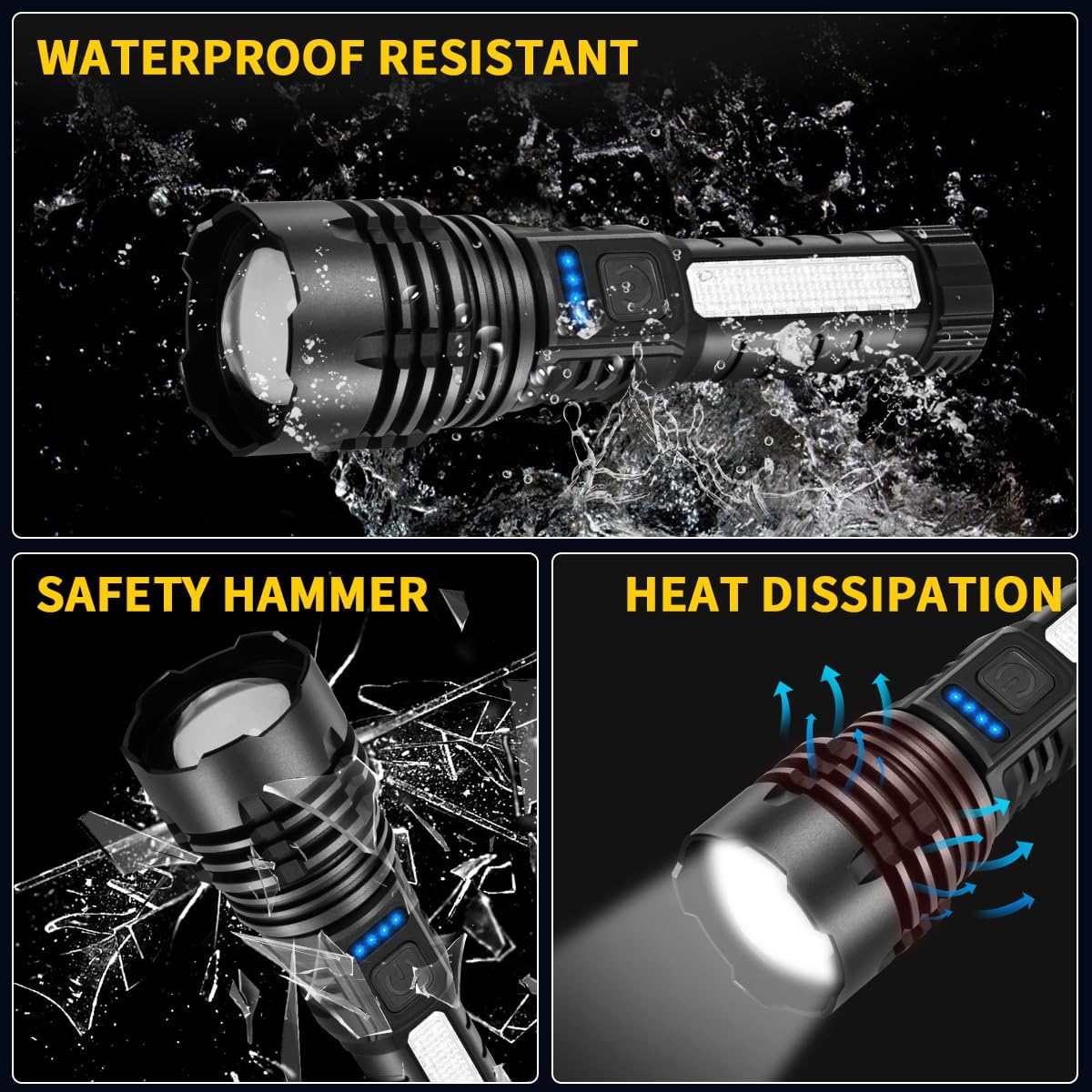 ZioeYiue Rechargeable Flashlights - Super Bright 7-Mode Tactical LED Flashlight | 4-Pack for Camping & Emergencies