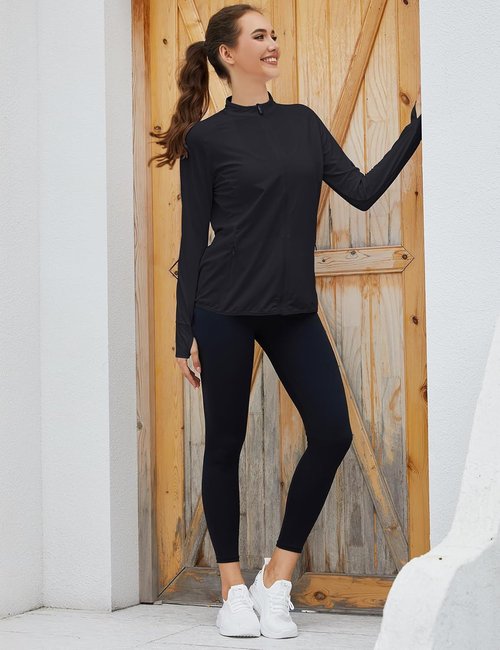 Gihuo Women's Sun Protection Jacket - UPF 50+ Long Sleeve Cropped Top for Yoga & Workouts