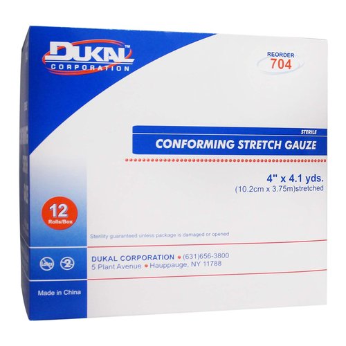 Dukal White Conforming Bandage Sterile 4" x 4-1/10 Yd 704 12 per Bag