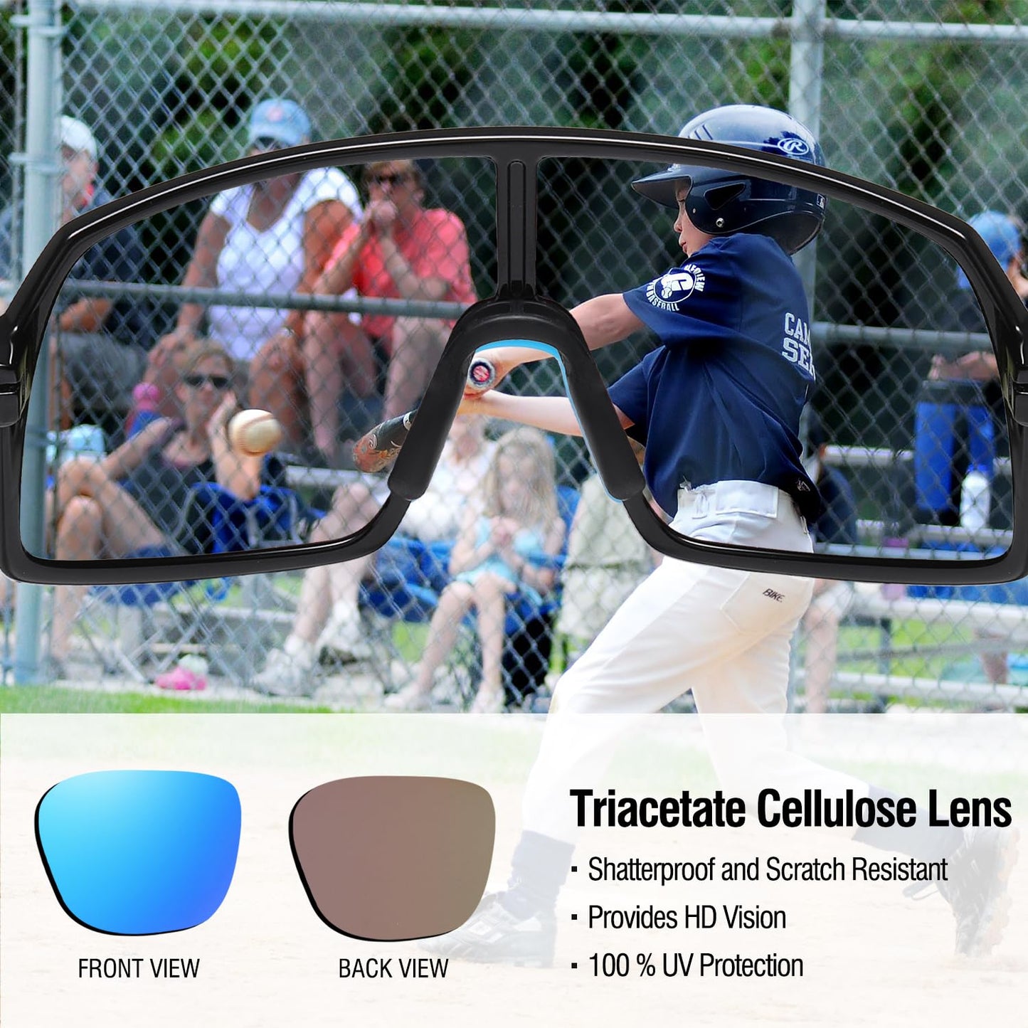 DUCO Youth Baseball Sunglasses 6-12: Sports Kids Glasses for Cycling Polarized UV400 Protection with Strap & Case DK320