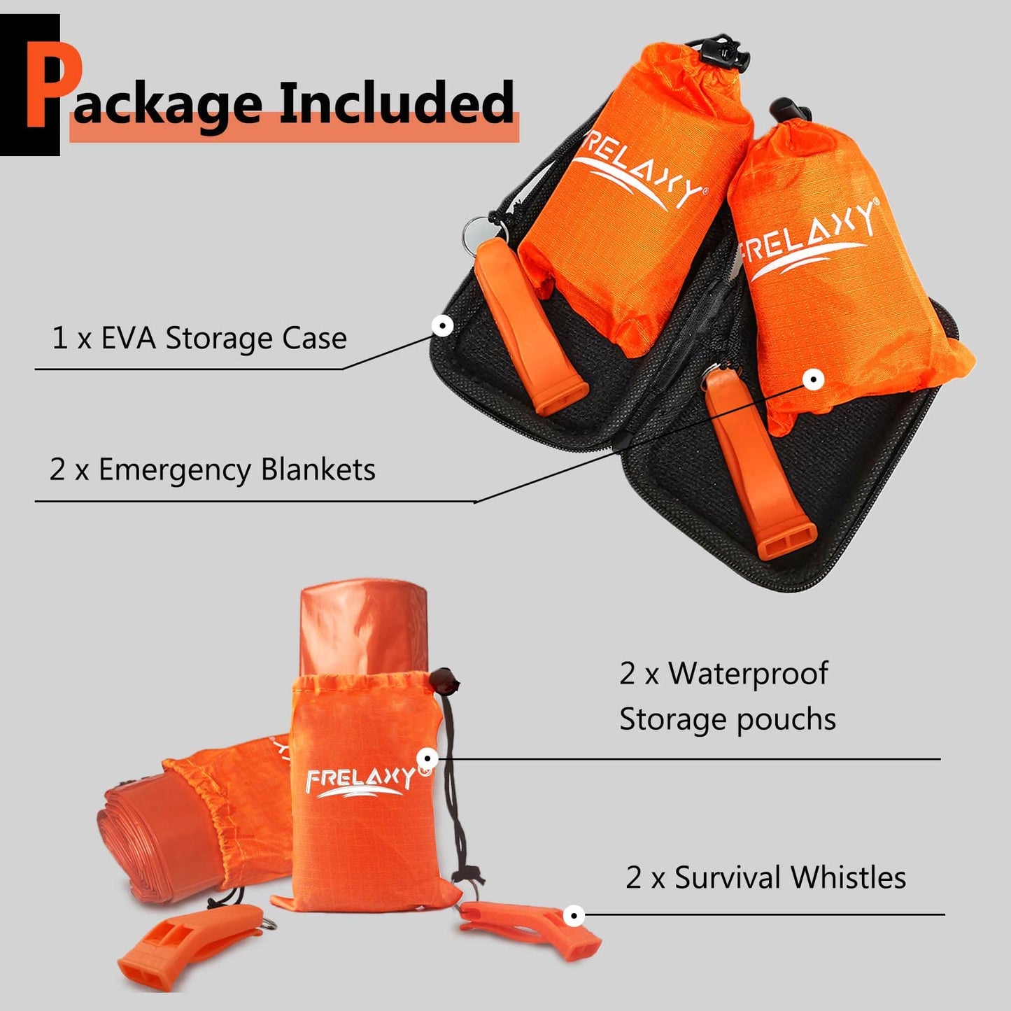 Frelaxy Emergency Blanket 2 Pack, Extra Thick Large Space Blankets