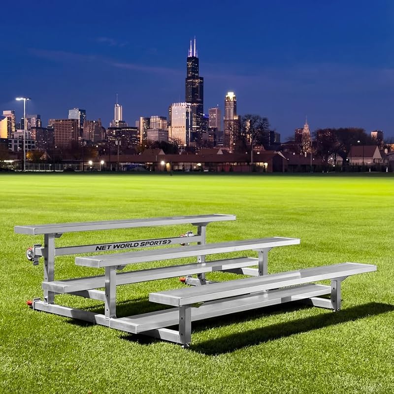 Mobile 3-Tier Bleachers - Heavy-Duty Aluminum Seating Without Backrest