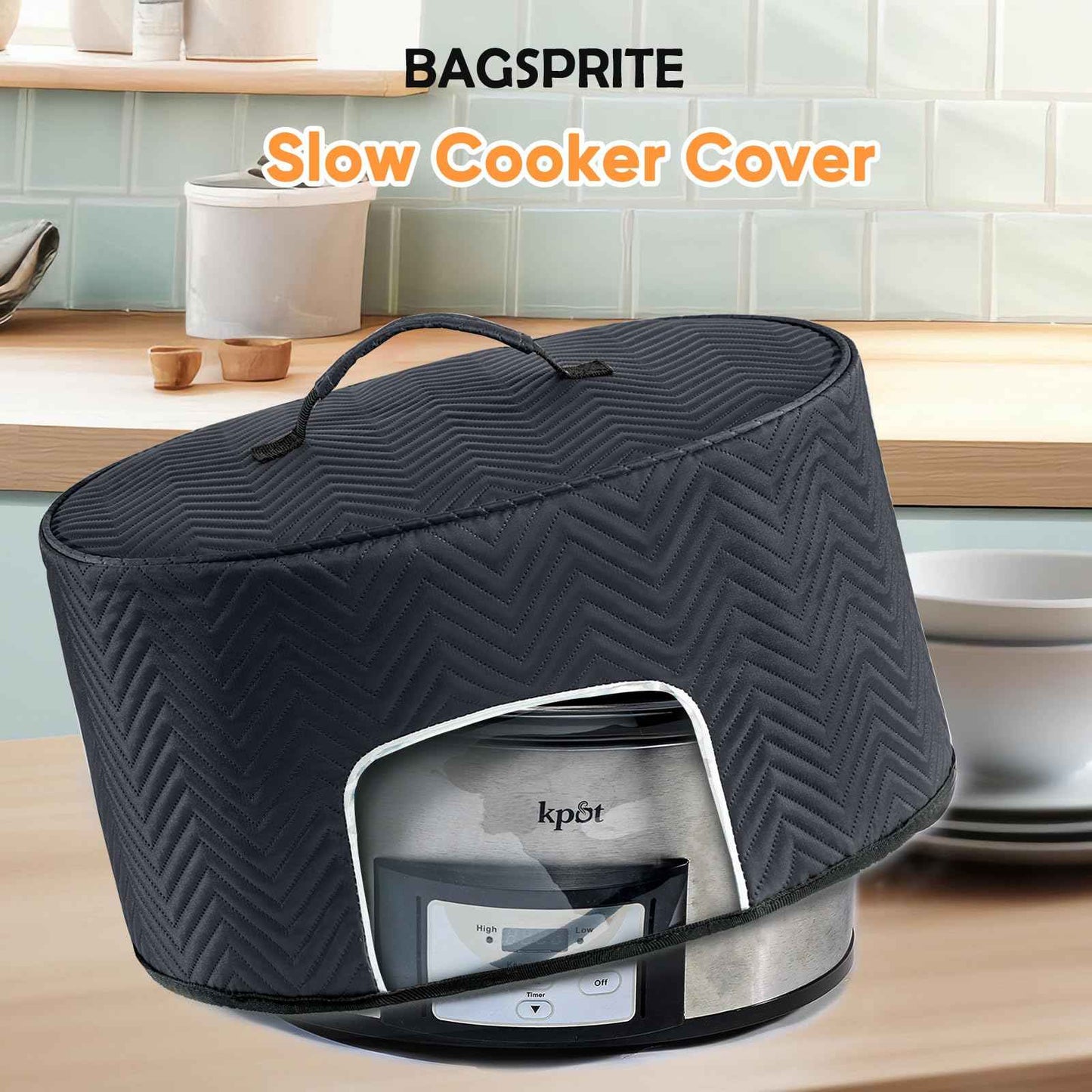 BAGSPRITE Slow Cooker Cover with Aluminum Foil Lining for Crock-Pot & Hamilton Beach 6, 7, 8 Quart Oval Slow Cookers – Appliance Dust Cover with See-Through Window