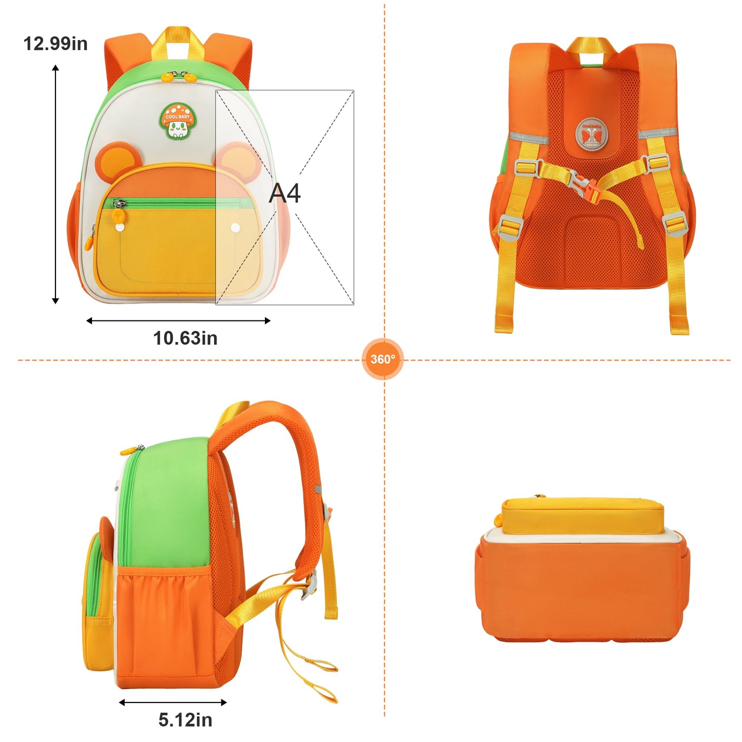 I IHAYNER Preschool Backpack for Girls Boys 2-6 Gift Kindergarten Cute Toddler Backpack Mini Animal Cartoon Schoolbag for Kids (Tiger)