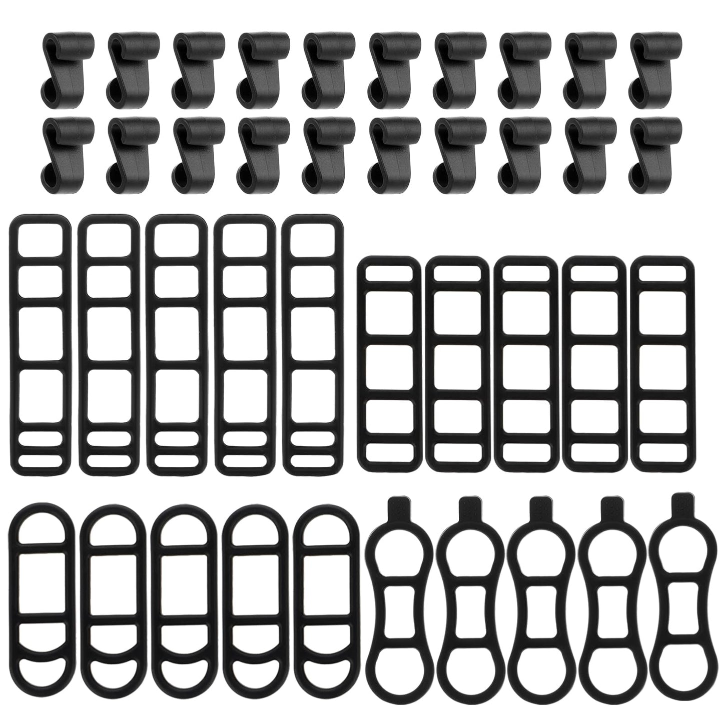 QfwdfcTrenz 40Pcs Bicycle Light Silicone Straps Bike Silicone Mount Band with Hooks Rubber Light Strap Replacement Strap Black Handlebar Bands for Most Bicycle Lights Sets